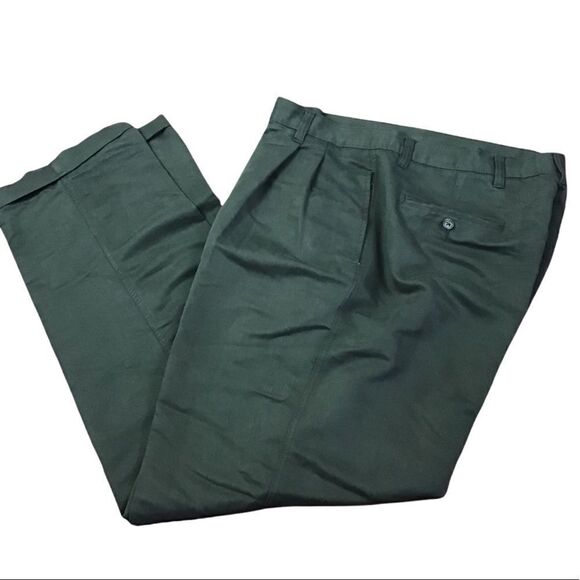 Chaps x Ralph Lauren Olive Green Front Pleated Cuffed Slacks Men’s 40x34 - Picture 3 of 8